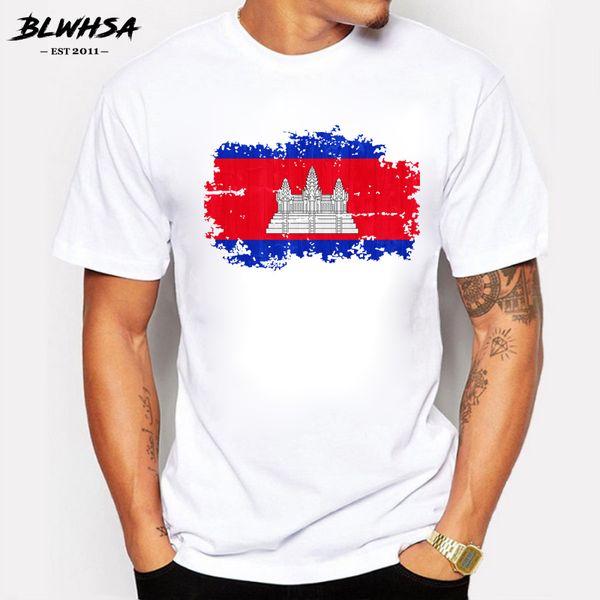 

спорт blwhsa новой мода хип-хоп повседневный камбоджа национального флага printed t shirt хлопок мужчина одежда летняя камбоджа футболка