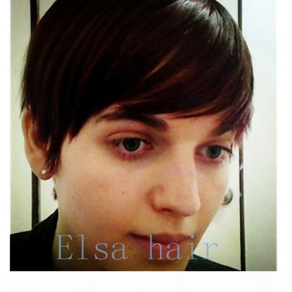 

short malaysian bob cut glueless full lace human hair wig for black women brazilian virgin hair natural hairline none lace wigs, Black;brown