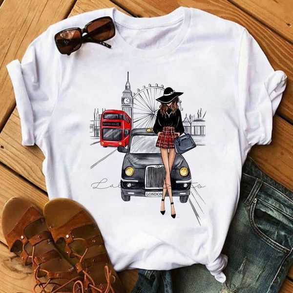 

summer for women fashion i love paris print kawaii white shirt korean women short sleeve t shirts oversized tees