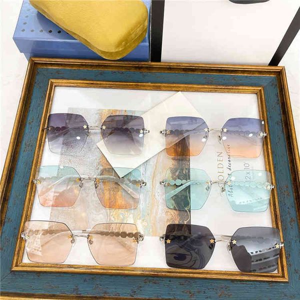 

2022 factory wholesale family crystal diamond star rivet leg frameless sunglasses ni same sunglasses, White;black