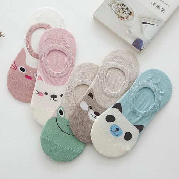 

socks & hosiery cartoon cute animal stockings children spring and summer shallow mouth invisible boat silicone antiskid, Black;white