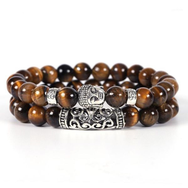 

2 pieces /set buddha charm natural stone bracelet men bracelets for women cool dazzling bracelet pulseras1, Black