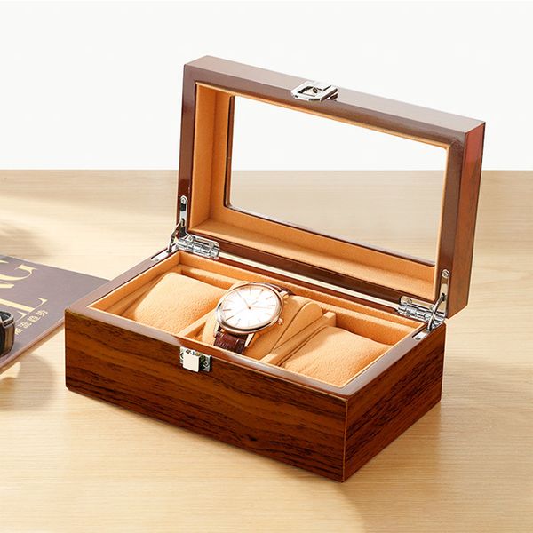 

luxury 2 grids wooden watch display organizer watches storage box jewelry collections case gift