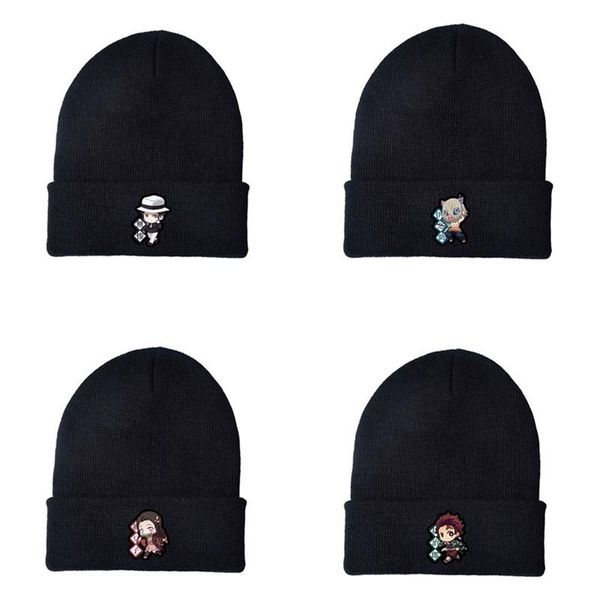 

party masks fashion high -quality anime demon slayer kimetsu no yaiba knitted cap hip-hop warm cosplay hat unisex