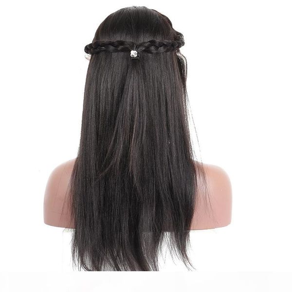 

brazilian 360 lace frontal human hair wigs with baby hair straight pre plucked brazilian hair 360 lace wigs natural black color, Black;brown
