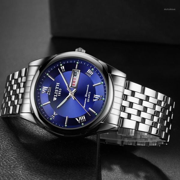 

watch men's stainless steel belt quartz men's watch waterproof student workplace stylish casual luminous1, Slivery;brown