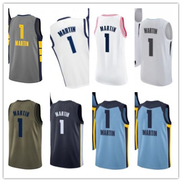 

custom 2020 grizzlie style jerseys black white green grey army green 1 jarell martin basketball jersey, Black;red