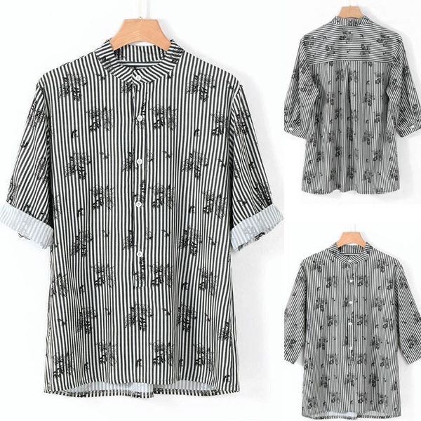 

new arrivals slim fit male luxury stylish shirt men summer fashion shirts casual striped shirts short-sleeve blouse -3xl1, White;black
