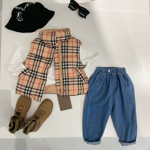 

plaid classic fashion children's vest autumn and winter warm trend boys and girls plush jacket k9298, Camo