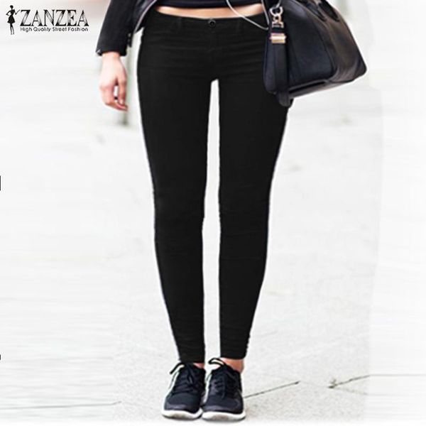 

zanzea women casual solid pants 2019 autumn ladies solid loose long trousers elastic streetwear plus size pantalones mujer 5xl1, Black;white