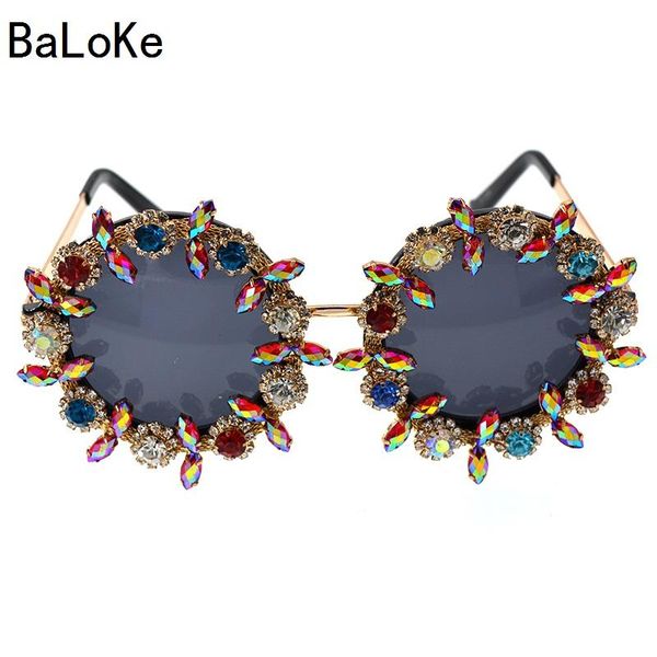 

sunglasses retro sunglass fashion women colorful crystal decoration baroque shining rhinestones outdoor black glass, White;black