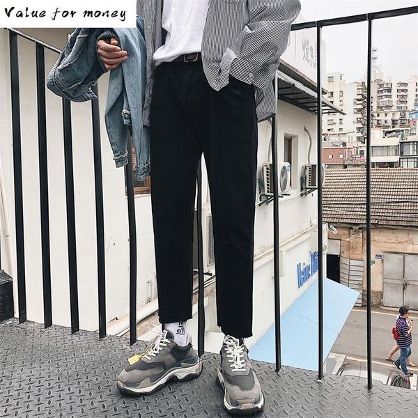 

2020 style japanese men's solid color stretch slim fit classic skinny jeans blue casual pants biker denim trousers