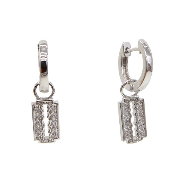 

dangle & chandelier design blade shape earrings polished silver color finish pewter