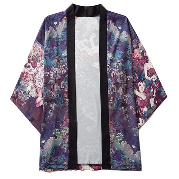 

2021 new floral fairy beauty traditional kimono japanese anime clothes male cardigan cosplay men women yukata female shirt blouse 8ubi, Black;brown