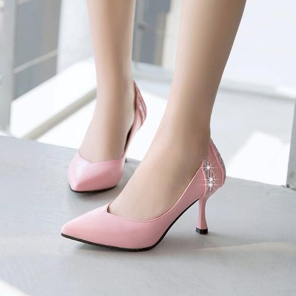 

bling sequin pointed toe heels womens wedding shoes high heel party shoes women high heel pumps pink white black heels1