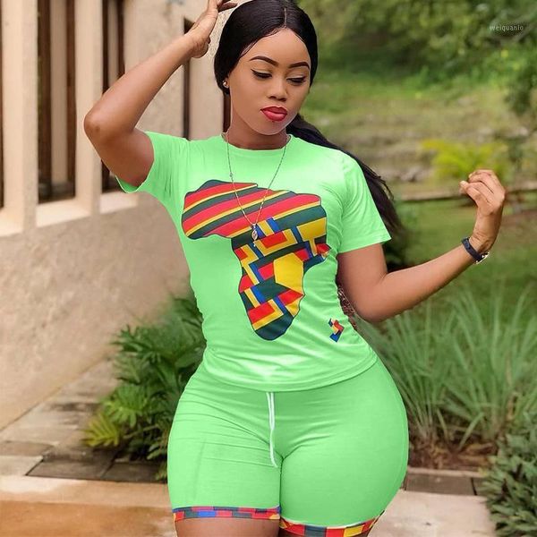 

estenala women summer colorful print two piece set hollow out hole o-neck t-shirt shorts pants suit sports tracksuit outfit1, Gray