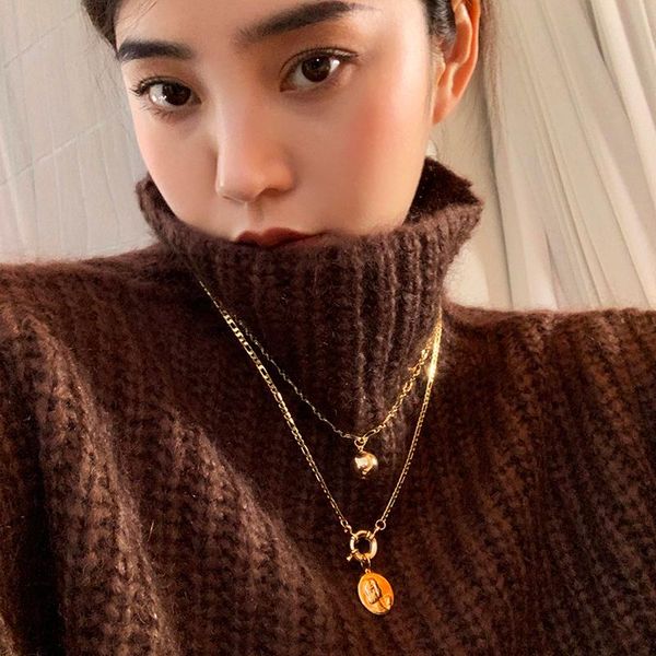

chokers timeless wonder brass layered protrait coin charms necklace women jewelry punk ins boho designer party bontique rare spain 1436, Golden;silver