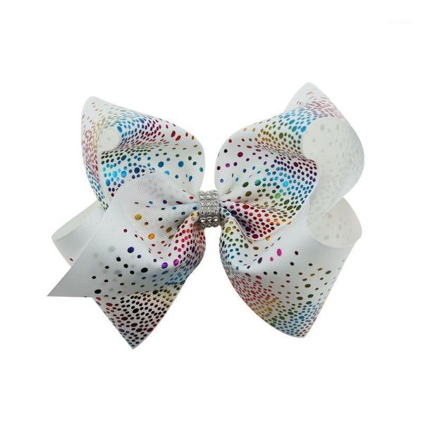 

hair accessories 20pcs 2021 rainbow polka dot 6 inch jojobow with rhinstone1, Slivery;white