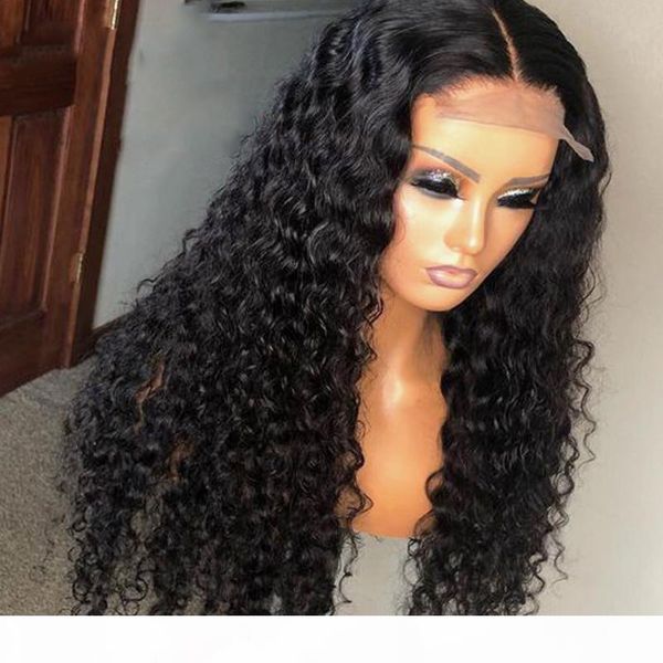 

water wave 4x4 closure wig mongolian water wave lace wigs black wig for women pre plucked bleached knots wigs remy, Black;brown