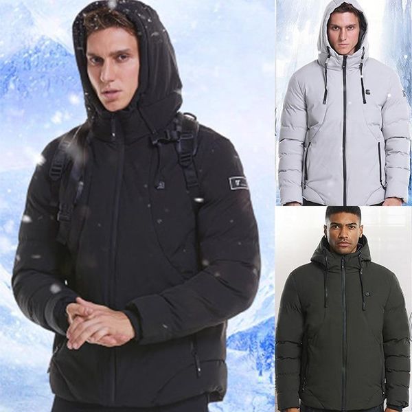 

usb heated hooded jacket for men women washable windproof thermal coat heated winter clothes winter jacket electric coat1, Gray;blue