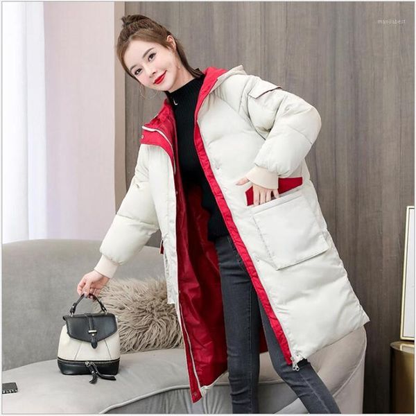 

2020 new winter jacket women parka coat long student jacket plus size long fashion hooded female casaco feminino r7061, Black