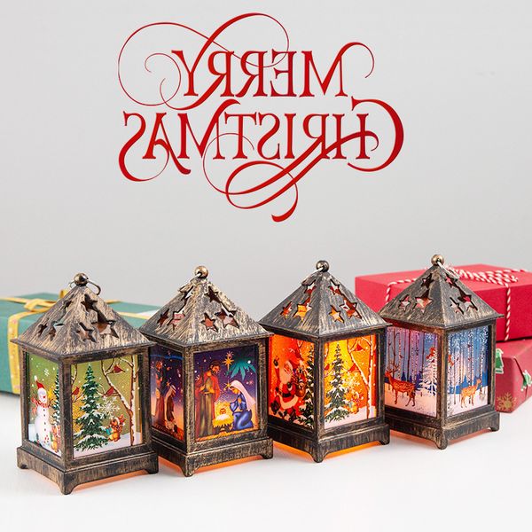 

2020 for santa home snowman new decorations claus night retro lantern christmas decoration deskdecor light