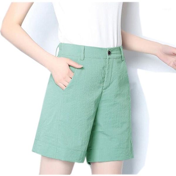 

2021 summer women shorts plus size casual shorts women elegant slim high waist female 4821, White;black
