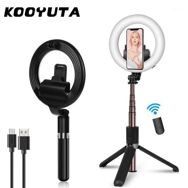 

4 in 1 extendable wireless bluetooth selfie stick tripods led selfie ring light with stand wtih remote control for makeup live1