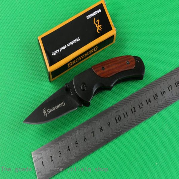 

57hrc small browning 440c knife pocket fa15 folding wood handle titanium tactical camping hunting survival rescue knife utility tools x6rk
