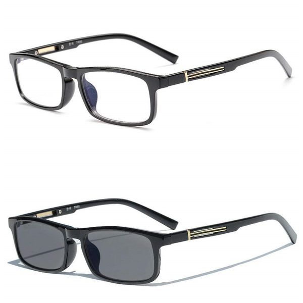 

2019 new fashion men's classic square transition pchromic brand luxury reading glasses tr90 diopter glasses fml, White;black