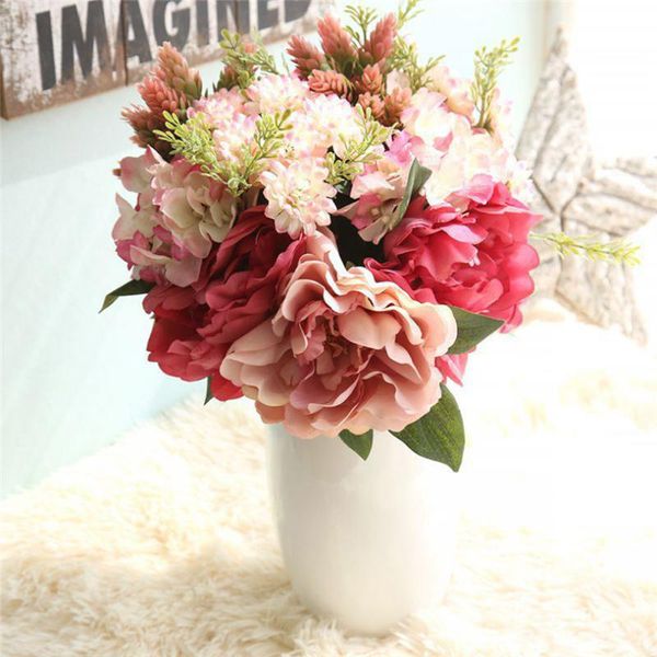 

36cm artificial flowers peony blossom bride bouquet diy party home wedding decoration fake flowers plants wholesale 40ja25