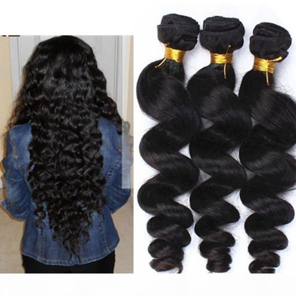 

virgin peruvian hair bundles human hair weaves loose wave wefts 100% unprocessed brazilian indian malaysian mongolian weaving hair extension, Black