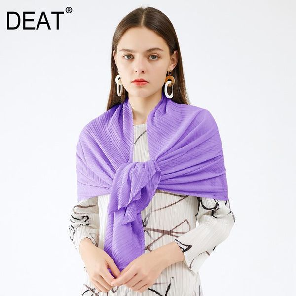 

hats, scarves & gloves sets [deat] pleated scarf women silk thin elegant bow solid purple sunscreen wild 2021 autumn fashion ht245, Blue;gray