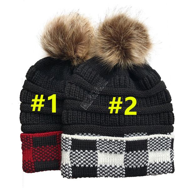 

winter hats beanies women tartan plaid color block warm wool caps knitted hat pom fuzzy ball cap skullies caps crochet hats 2 color d102711, Yellow