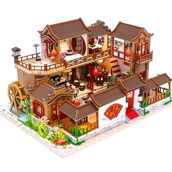 

cutebee kids toys dollhouse with furniture assemble wooden miniature doll house diy dollhouse puzzle toys for children l905 y200413