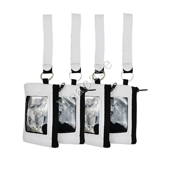 

sublimation print blank id card holder heat transfer printing neoprene mini coin purse multifunction wristlet wallets handbags f102306, White