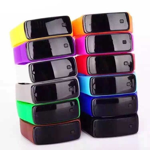 

wholesale 100pcs/lot mix 14colors led touch screen bracelet silicone mini electronic sunglass watch lt017, Silver