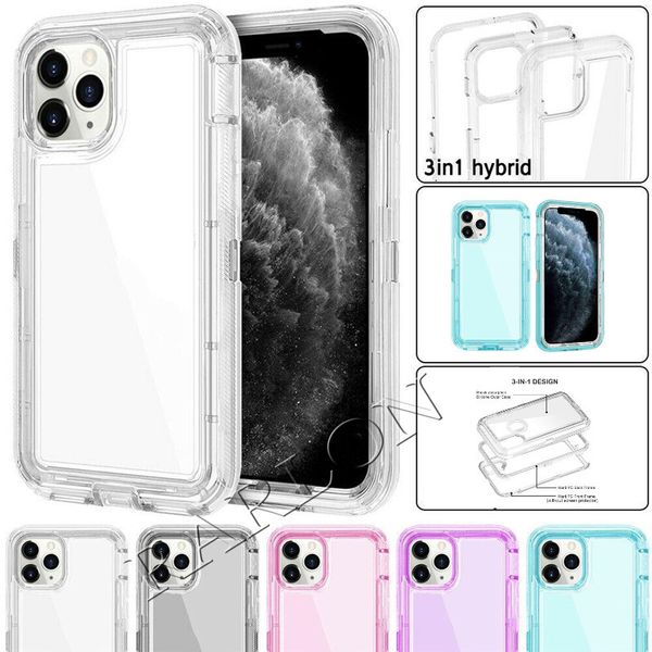 Étuis de défenseur robustes transparents Absorption des chocs Étui transparent pour iPhone 15 Pro Max 14 13 12 11 XS XR 8 Plus Samsung S23 Ultra S22 S21 Note 20 S20