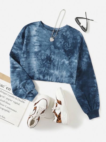 

tie dye drop shoulder crop tee n4mq#, White