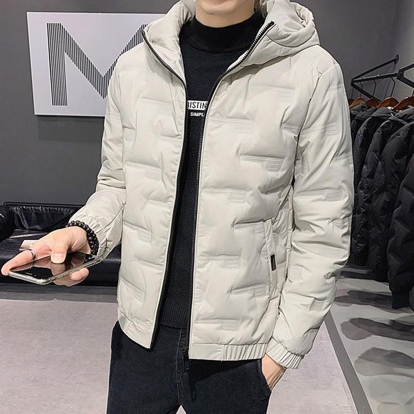 

men's down & parkas winter warm cotton padded jacket fashionable hooded versatile lightweight wholesale, Black