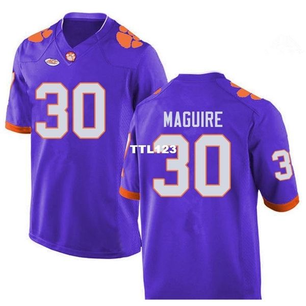 

2019 new 121 clemson tigers keith maguire #30 real full embroidery college jersey size s-4xl or custom any name or number jersey, Black