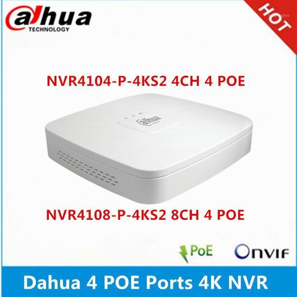 

kits dahua nvr4104-p-4ks2 4ch with 4 poe nvr4108-p-4ks2 8ch 4poe ports max 8mp resolution 4k h.265 network video recorder1, Black;white