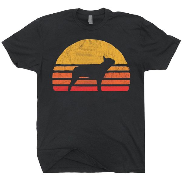 

спорт 2019 мода лето горячая продажа ретро вс бостон терьер силуэт футболки vintage tee рубашка собаки lovers футболочку