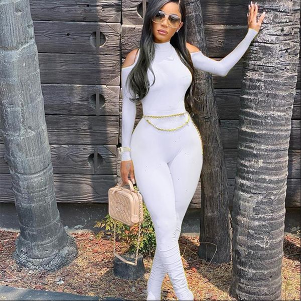 

bandage bodycon jumpsuit long sleeve stacked one piece jumpsuit women fall clothing 2020 overalls party jumpsuit clubwear, Black;white