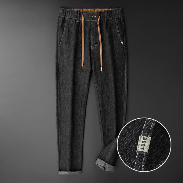 

tfetters brand new arrival fashion baggy jeans men 2020 autumn loose thick harem denim pants solid color elastic waist men jeans, Blue