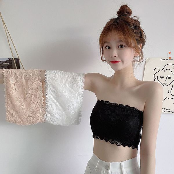 

2021 autumn new anti light strapless lace bra, Red;black