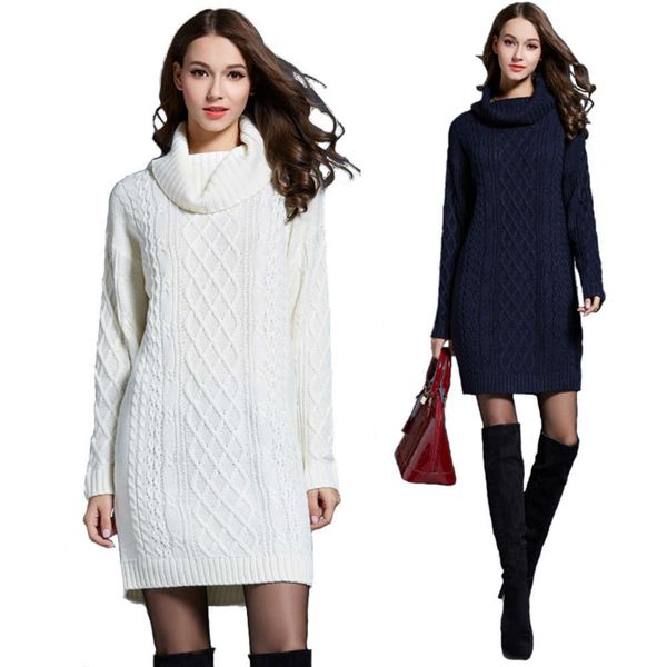 

large new autumn winter knitwear dress long turtleneck women's sweater cardigans for women woman tunics ing, White;black