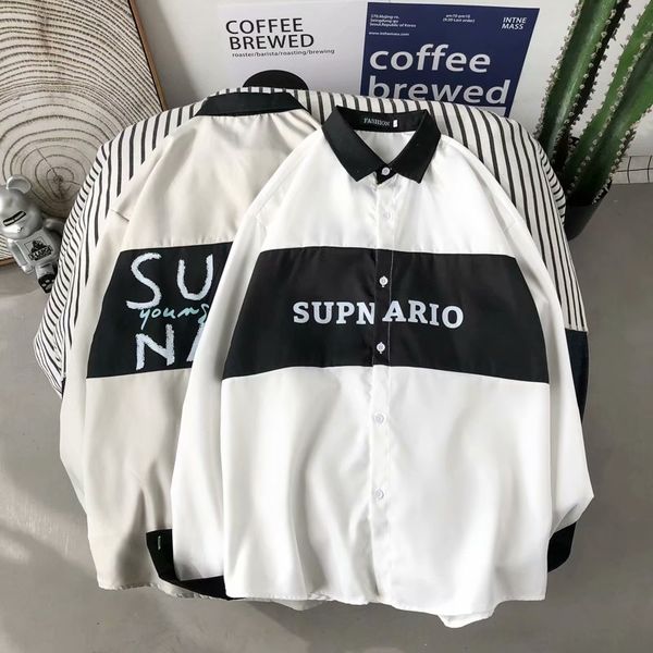 

ss1tx men's long-sleeved korean handsome coat shirt shirttrendy handsome and style casual men's cartoon shirt bit48 coat, Blue
