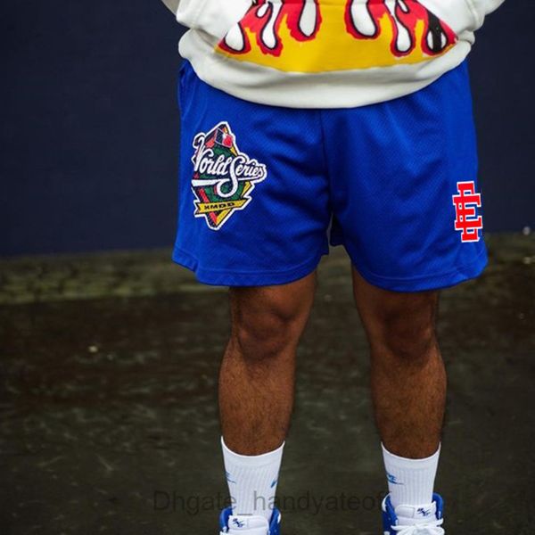 

eric emanuel running short ee men's basic shorts fashion baseball world series specific casual fitness summer gym workout mesh sports p, White;black