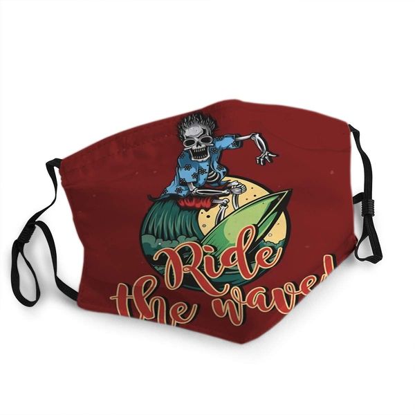 

mouth mask face cover anit dust shield skeleton on surfing board